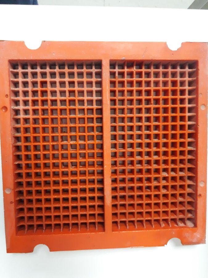 Malla de poliuretano naranja para clasificación de material